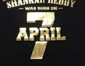 Metallic foil printing on promotional T-shirt