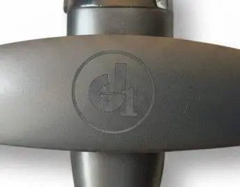 Laser-engraved company logo on corporate gift